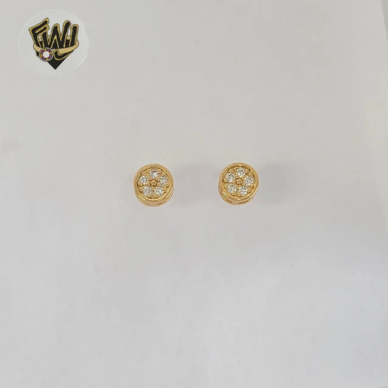 (1-1161-2) Gold Laminate - Zircon Round Stud Earrings - BGO