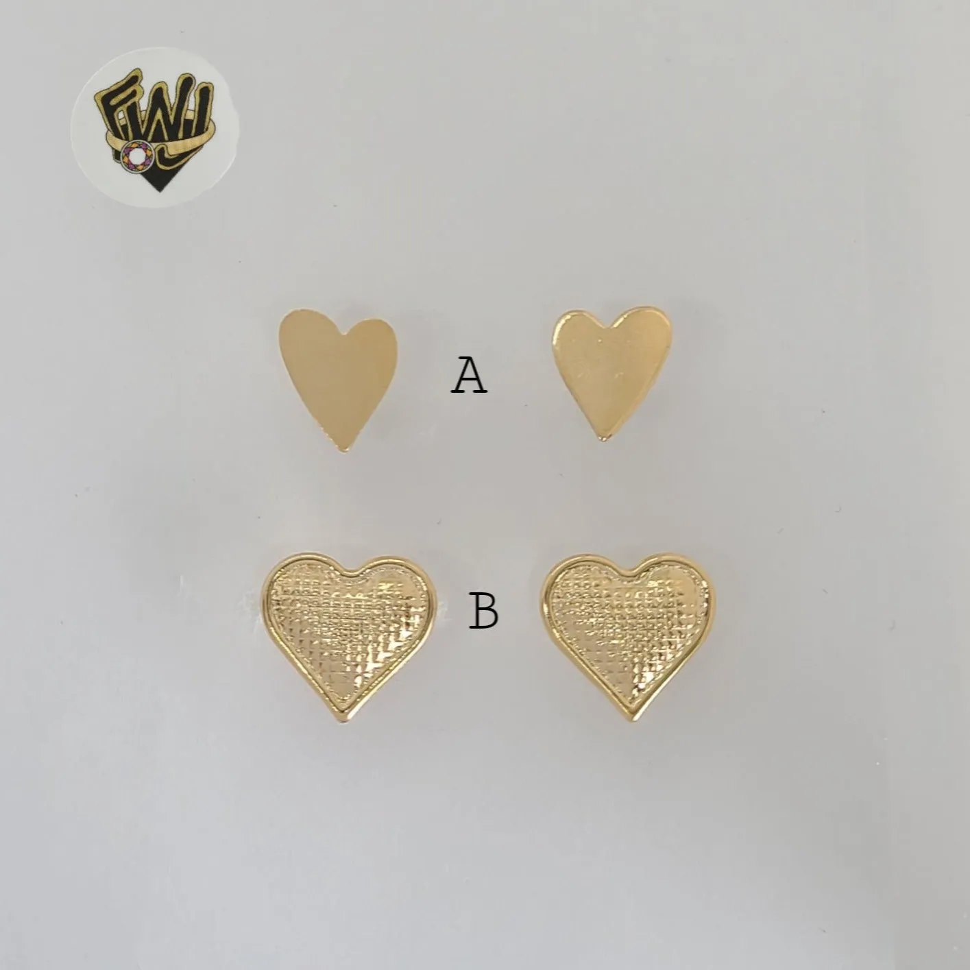 (1-1162-3) Gold Laminate - Heart Stud Earrings - BGF