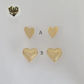 (1-1162-3) Gold Laminate - Heart Stud Earrings - BGF