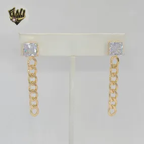 (1-1245-8) Gold Laminate - Zircon Dangle Curb Earrings - BGF