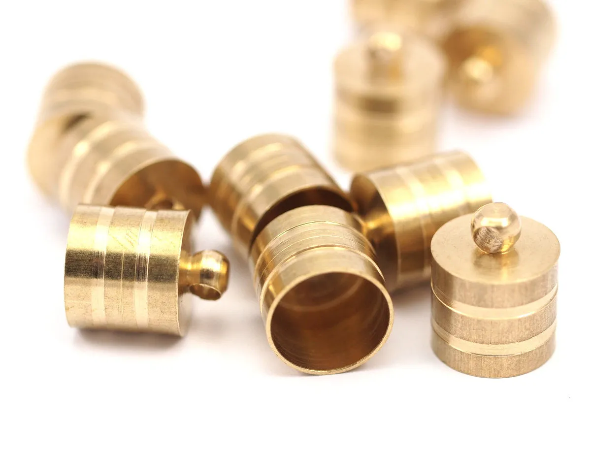 12 Raw Brass End Cap , Cord Tip -10mm Cord End - 11x13.5mm D0412