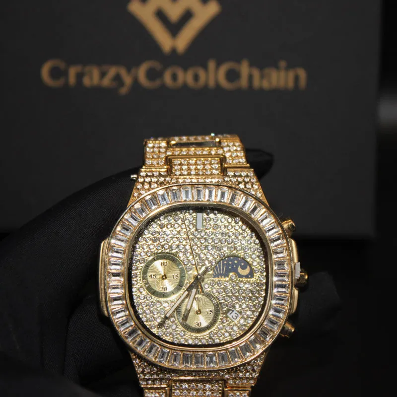 12mm Iced Out Bracelet   Necklace   Watch Set