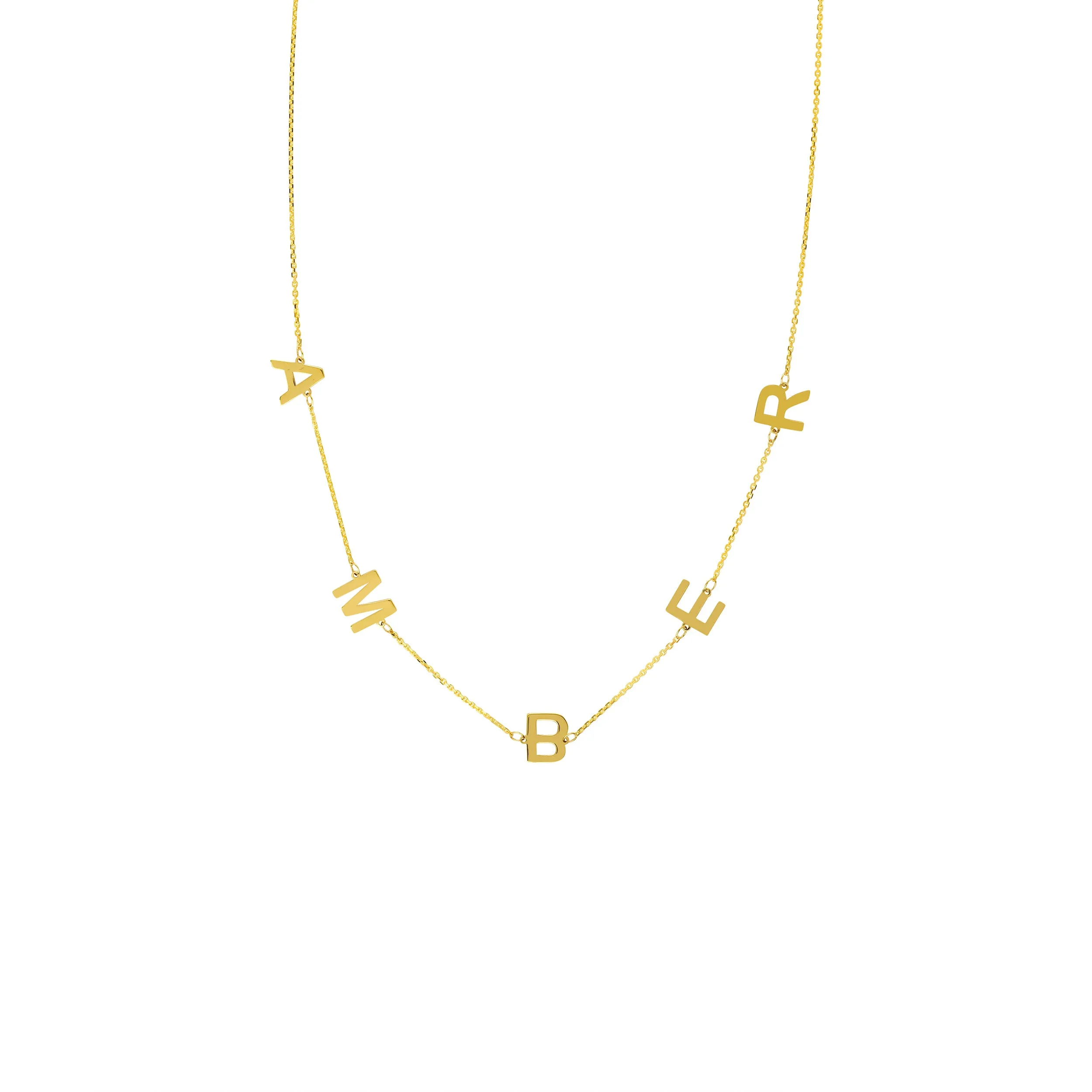 14K BLOCK LETTER  FAMILY NECKLACE