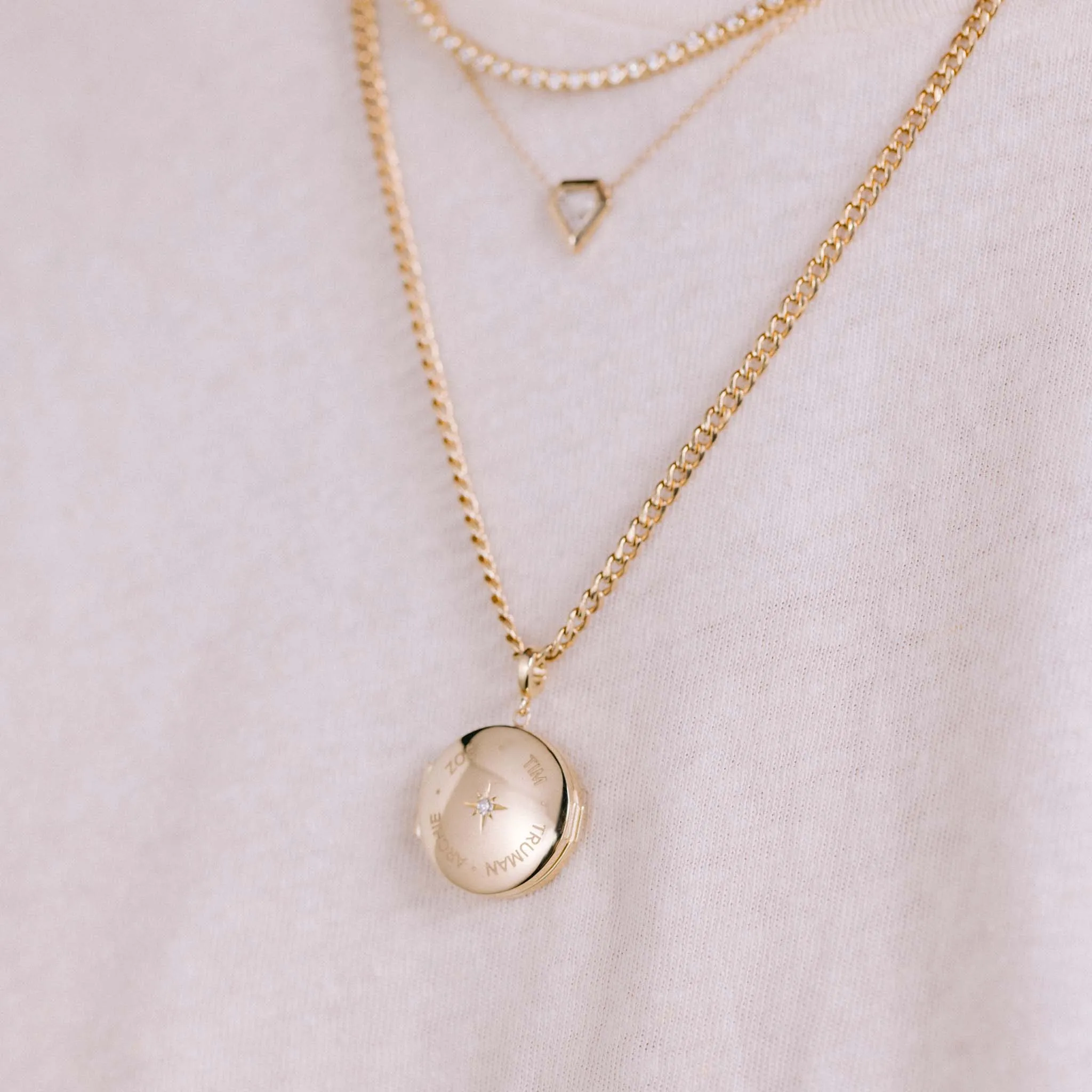 14k Gold Family Locket Necklace