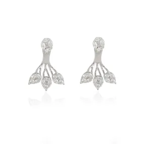 18K Gold Natural Diamond Ear Jacket Earrings