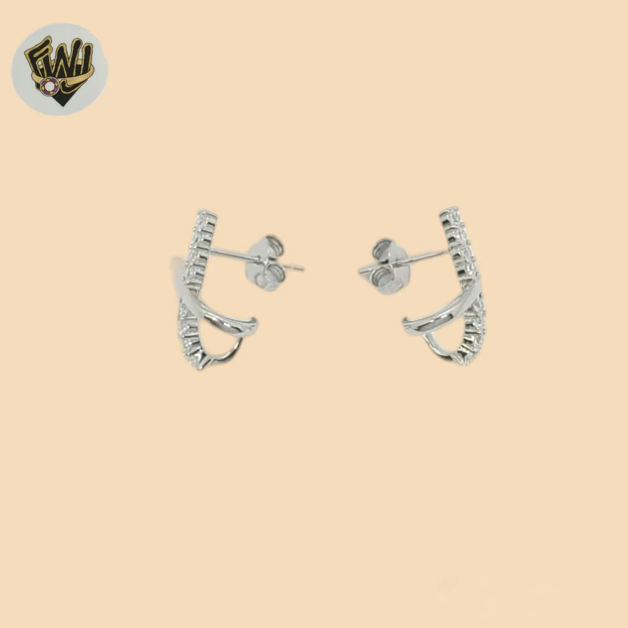 (2-3115-1) 925 Sterling Silver - Crisscross Stud Earrings.