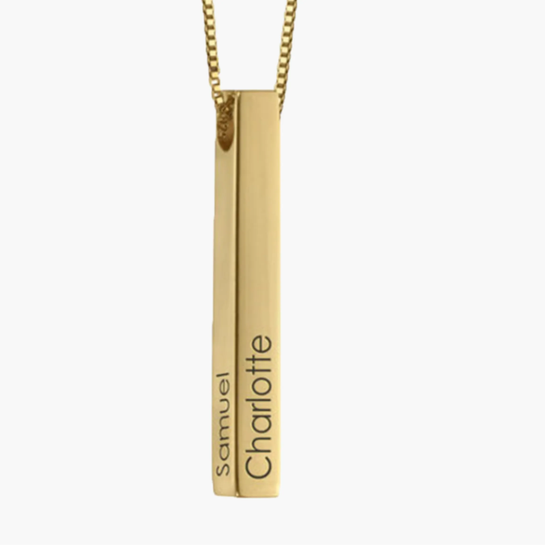 3D Vertical Bar Name Necklace