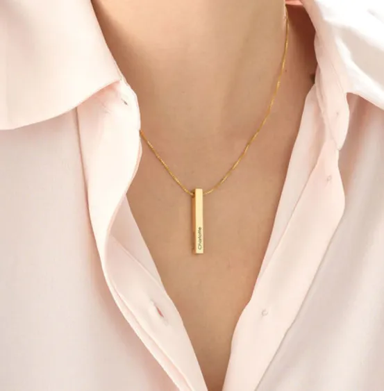 3D Vertical Bar Name Necklace