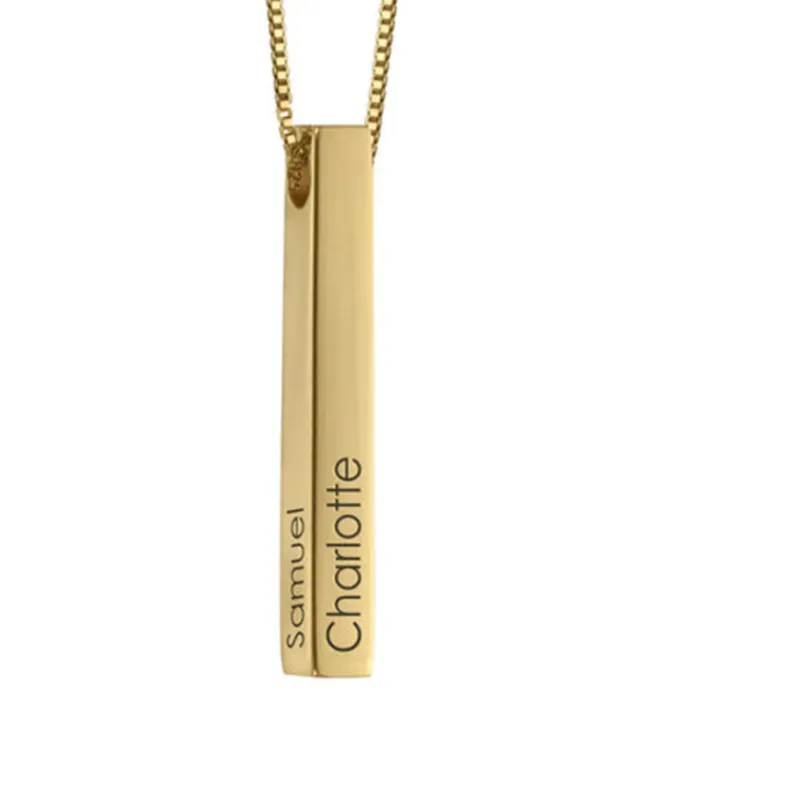 3D Vertical Bar Name Necklace