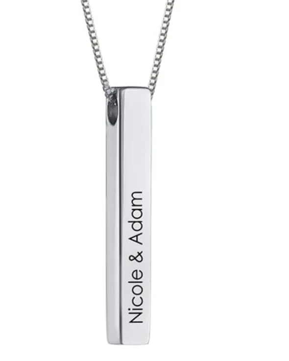 3D Vertical Bar Name Necklace