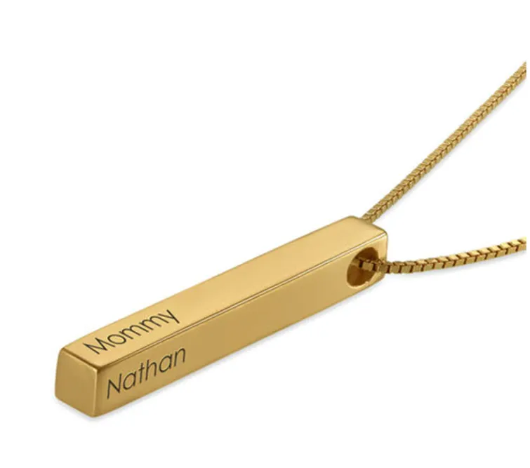 3D Vertical Bar Name Necklace