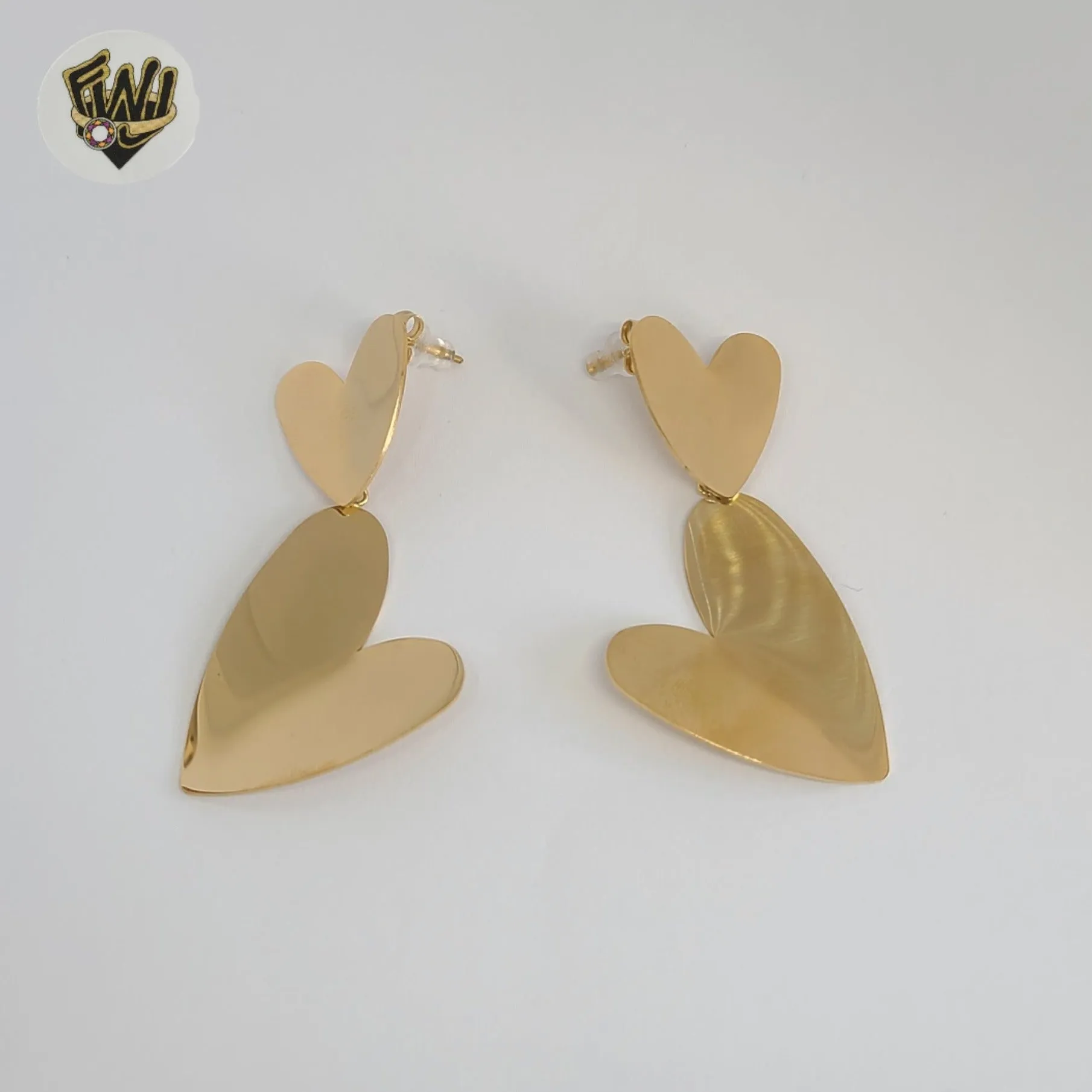 (4-2238) Stainless Steel - Heart Long Earrings.