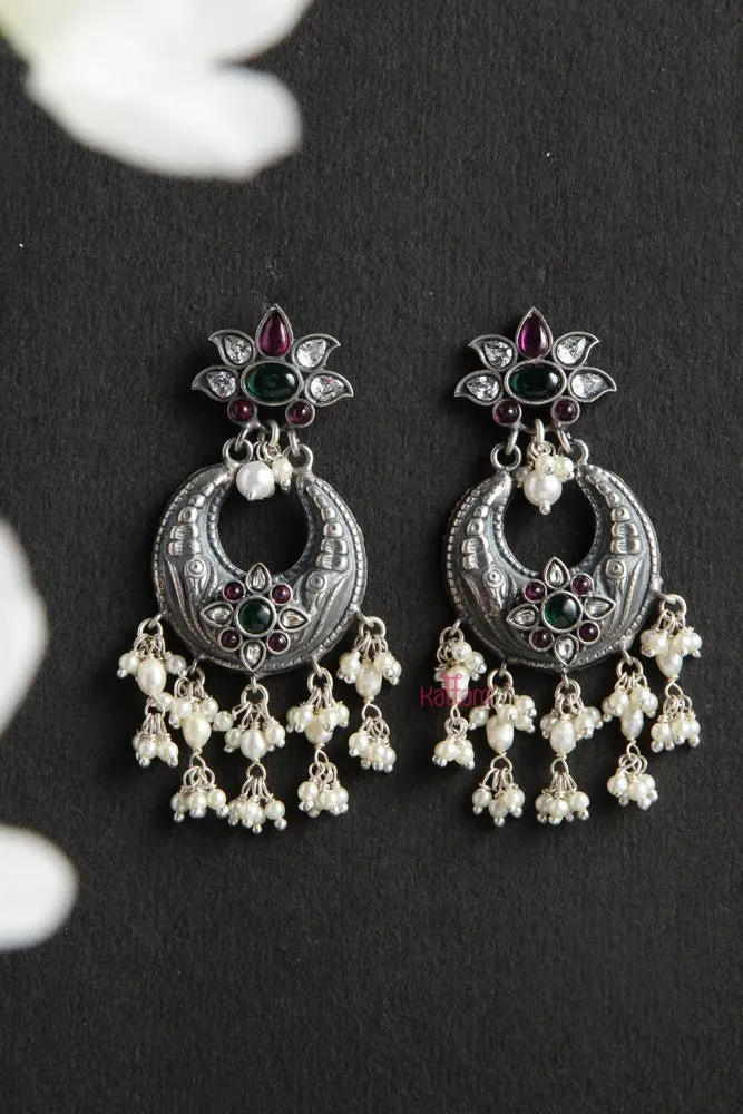 92.5 Silver Chanbali Pearl Earring