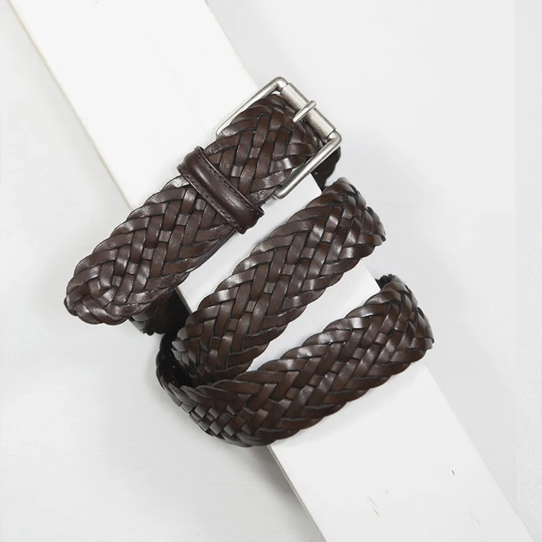 Anderson's Dark Brown Plaited Leather Belt