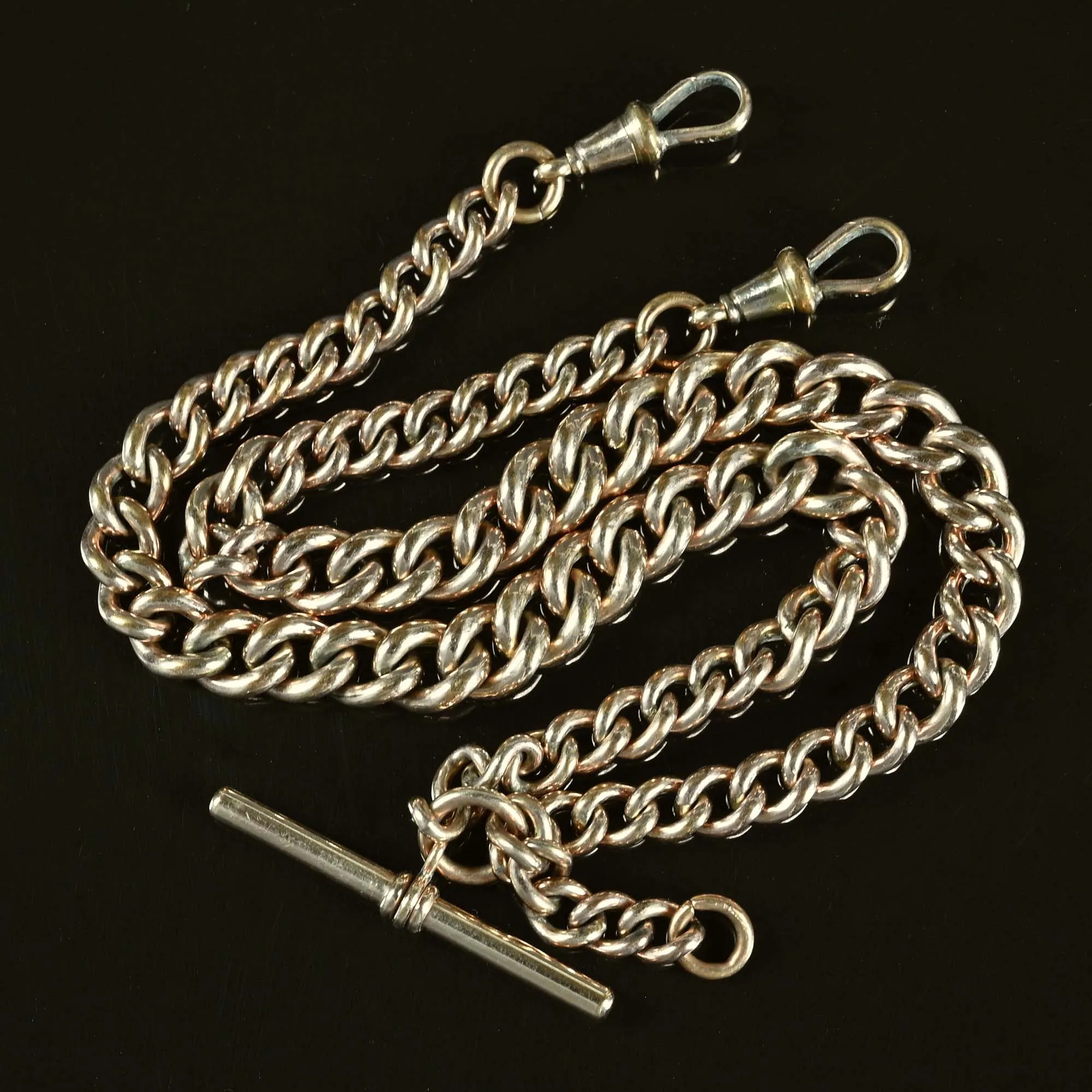 Antique Double Albert Pocket Watch Chain Necklace 17 in.