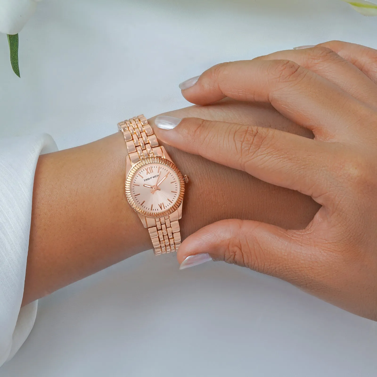 Arina All Rosegold Metallic Strap Watch