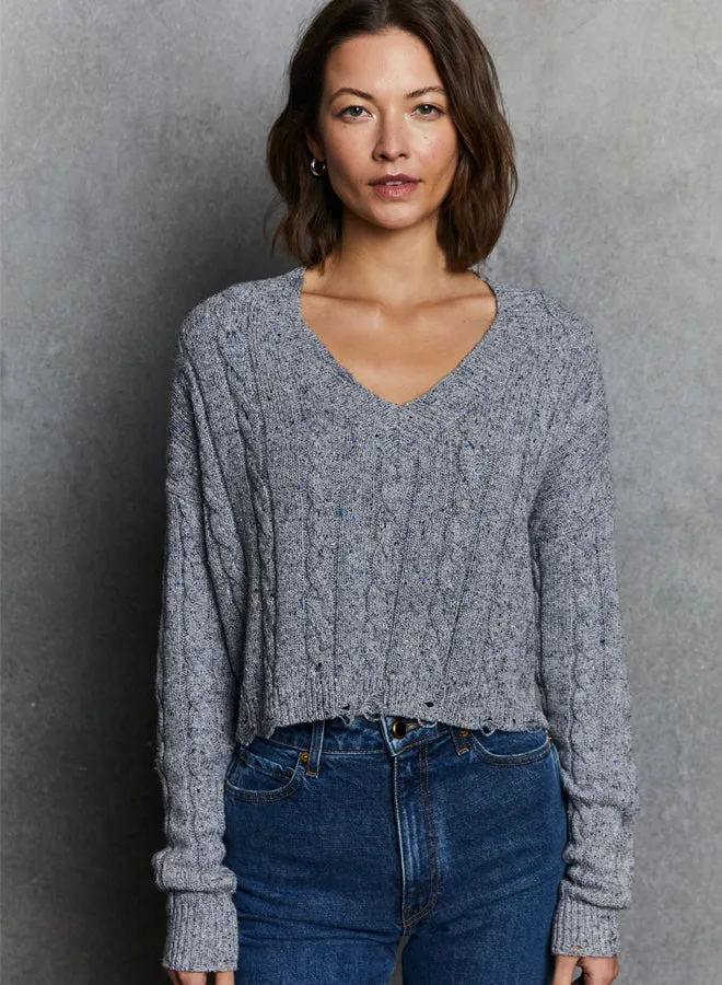 Autumn Cashmere - Distressed Cropped Cable V - Static