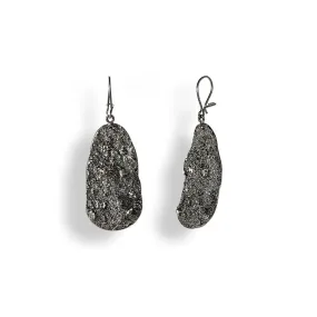 Black Oxidized Silver Sparkling Drop Earrings