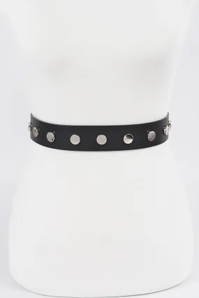 Black Studded Belt (Silver Studded Front)