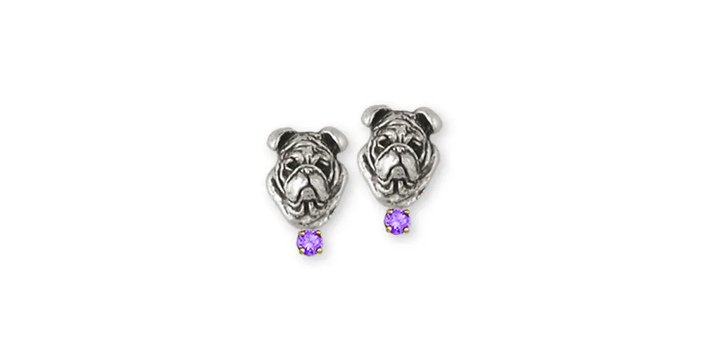 Bulldog Earrings Jewelry Sterling Silver Handmade Dog Earrings BD20-SE