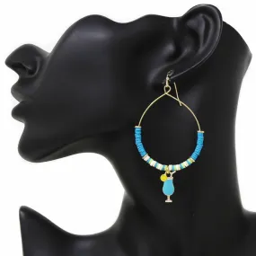 Cocktail Charm Beaded Hoop Drop Earrings