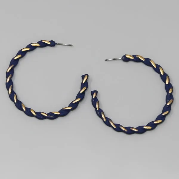 Color Dipped Twisted Metal  Hoop Earrings