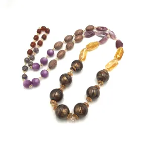 Copper Scale & Lilac Rosary-chained Rope Necklace