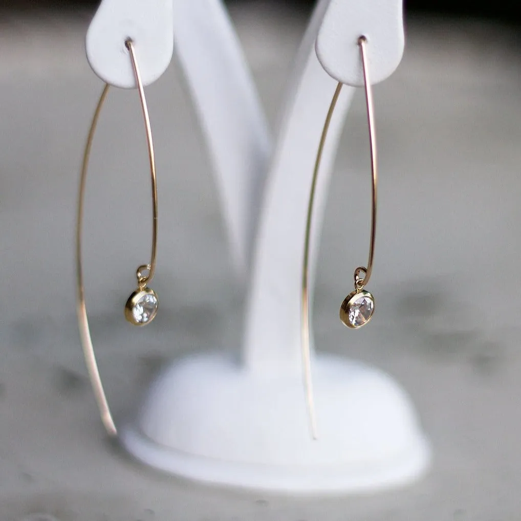 Crystal Cubic Curved Arc Threader Earrings