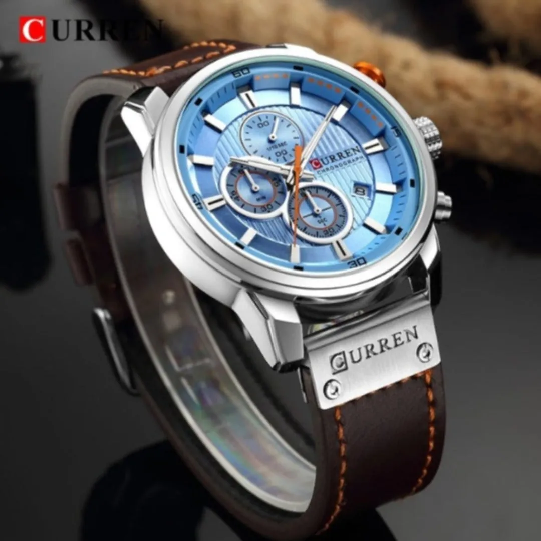 CURREN Fashion Leather Date Quartz Men Watches