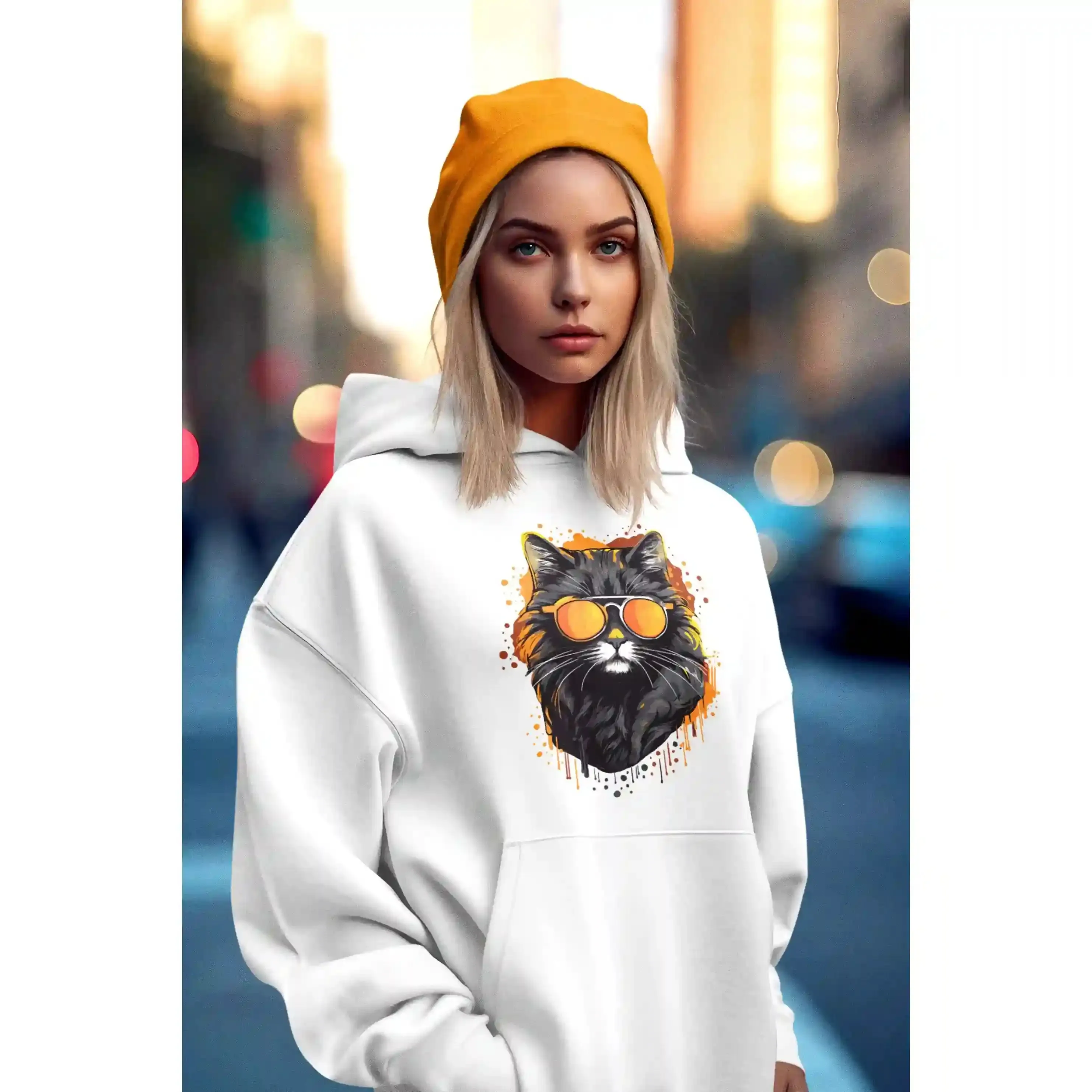 Damen Hoodie mit Katzenmotiv "Cool Cat"