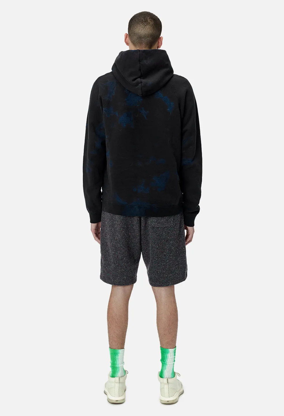 Double Dye Raglan Hoodie / Indigo X Black