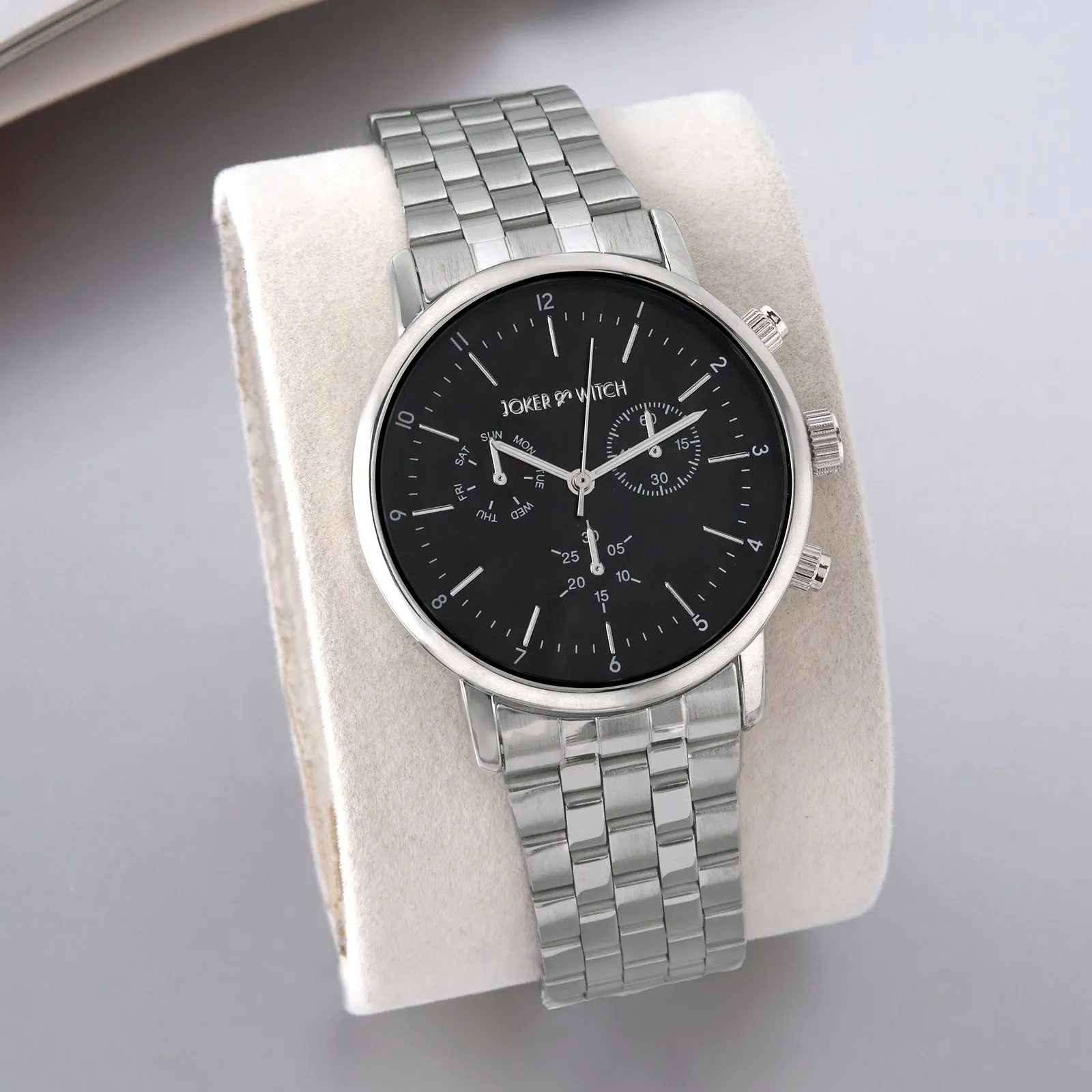 Dracary Black Dial Silver Metallic Strap Watch