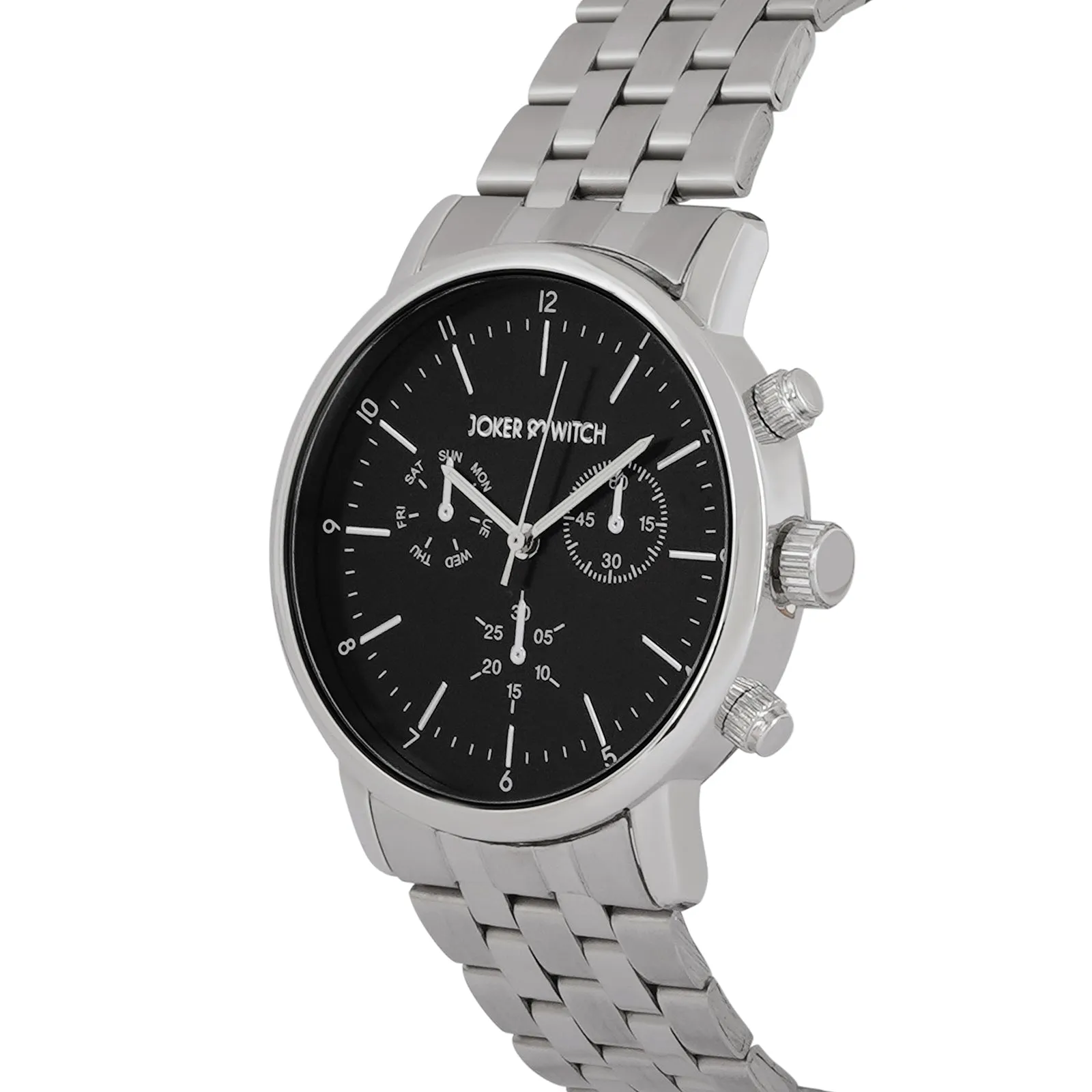 Dracary Black Dial Silver Metallic Strap Watch