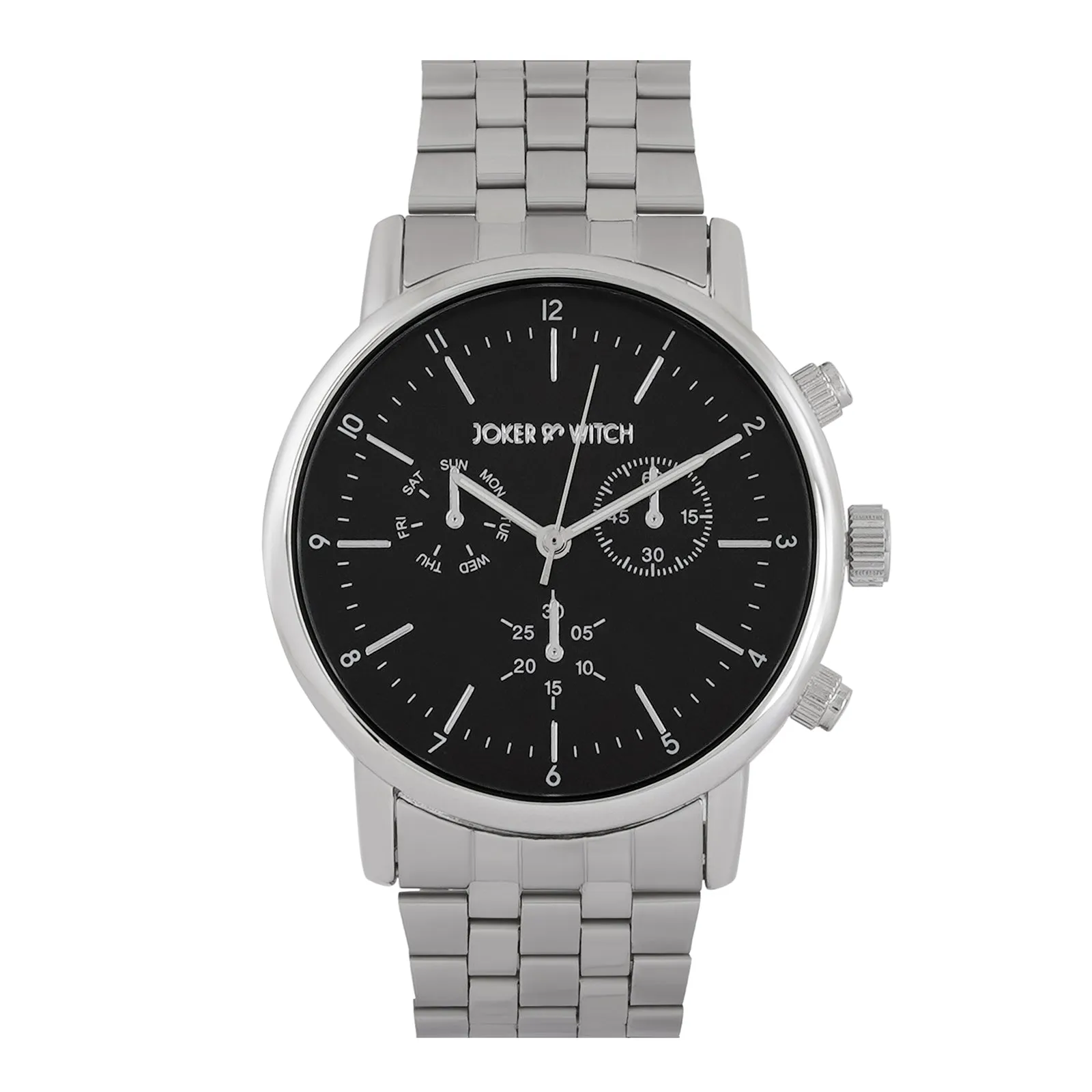 Dracary Black Dial Silver Metallic Strap Watch