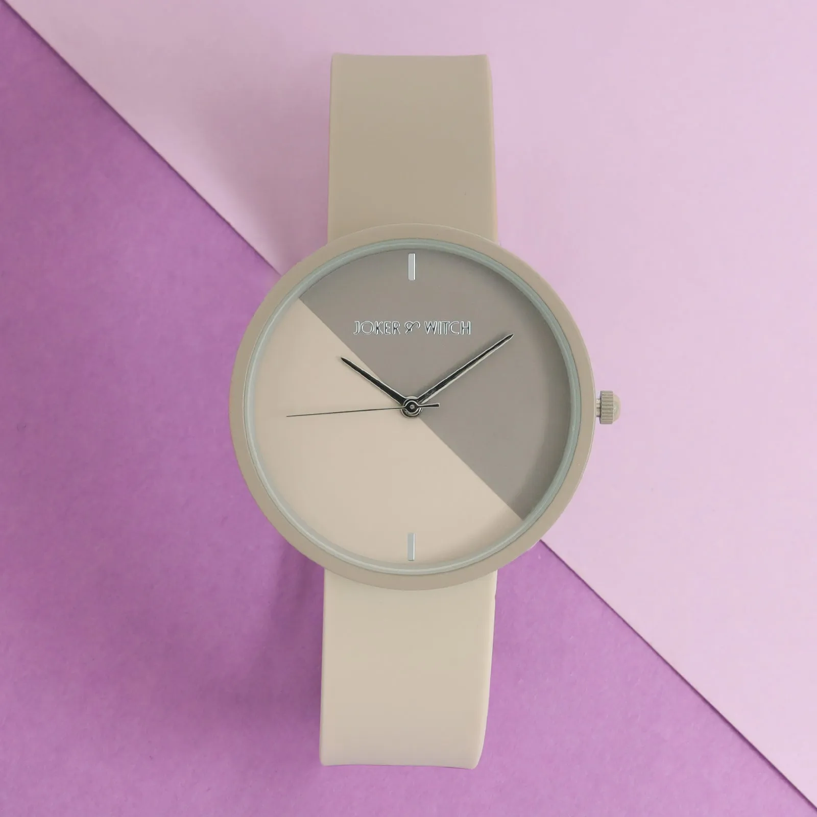 Duet Hue Wave Beige Silicone Strap Watch