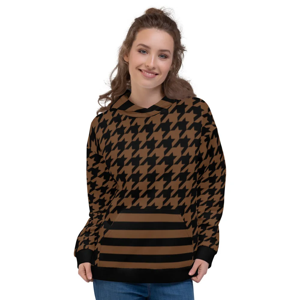 Earth Tone Houndstooth and Stripes Unisex Hoodie