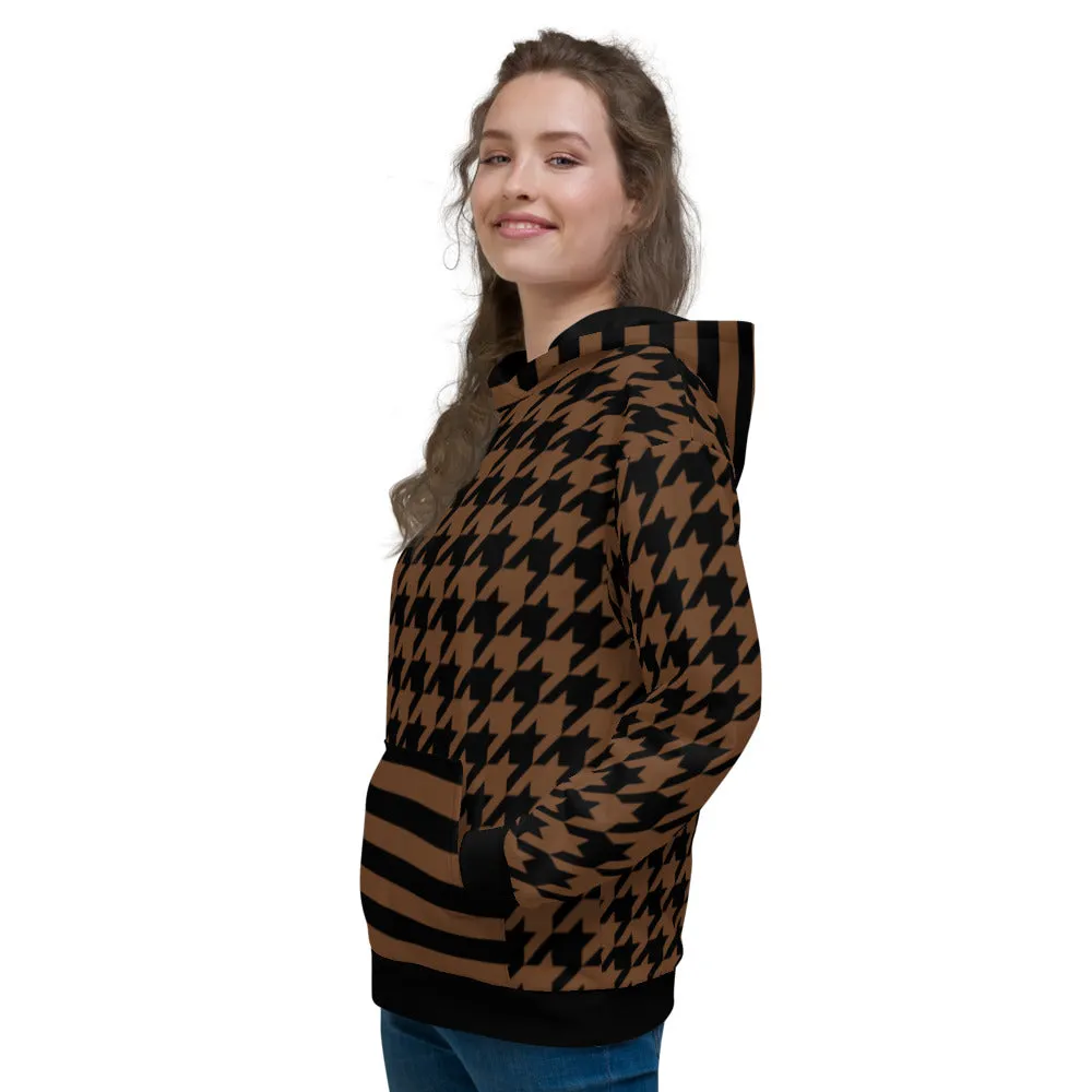 Earth Tone Houndstooth and Stripes Unisex Hoodie