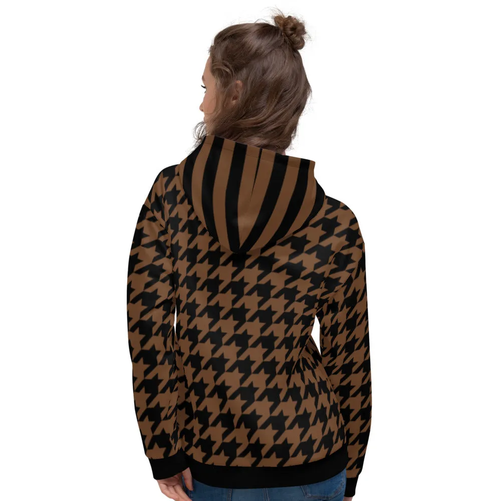 Earth Tone Houndstooth and Stripes Unisex Hoodie