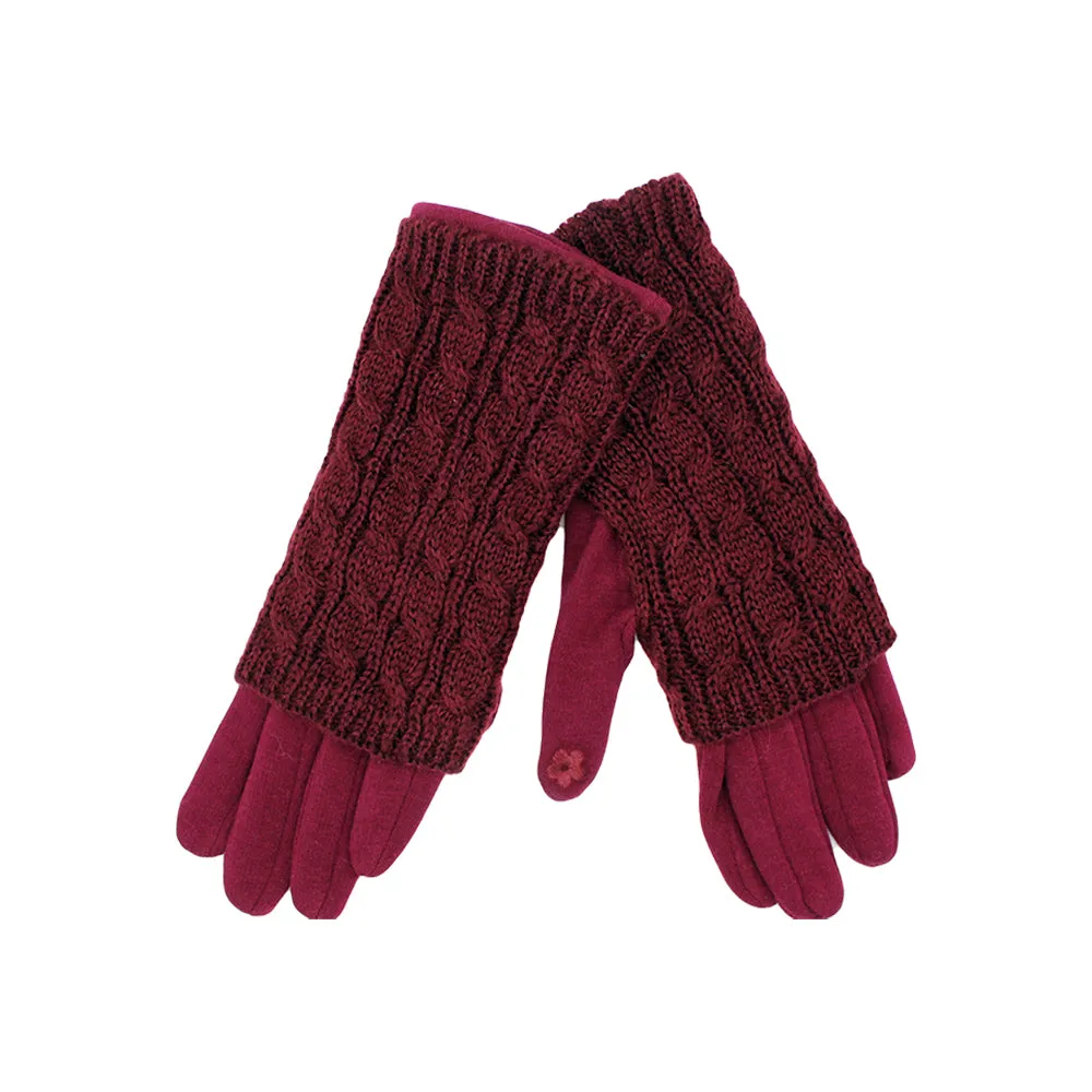 Elegant 3-in-1 Cable Knit Gloves