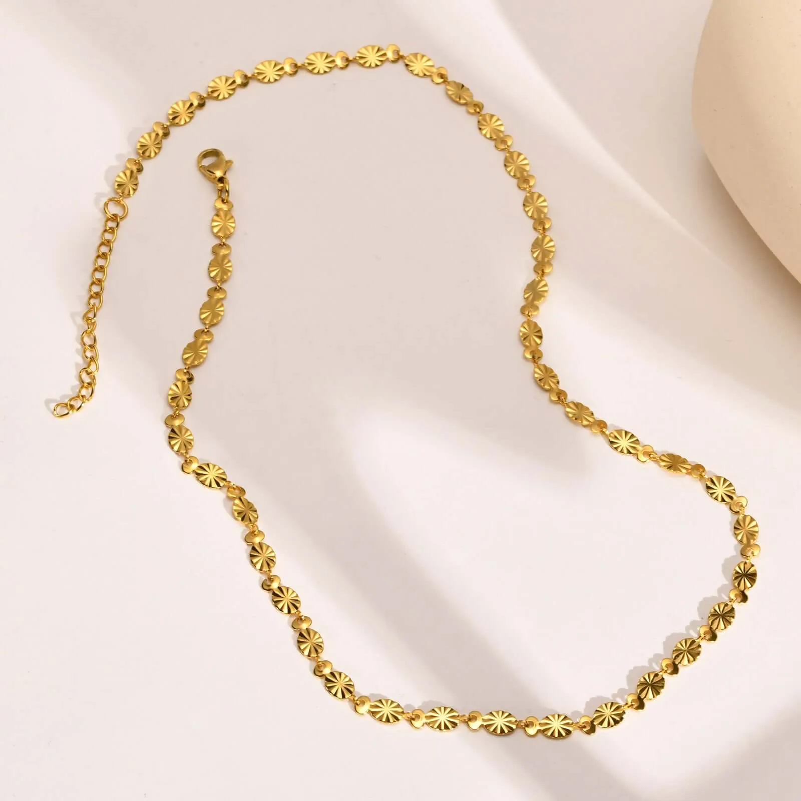 Embossed No-Tarnish Medical Grade Titanium Chain Necklace