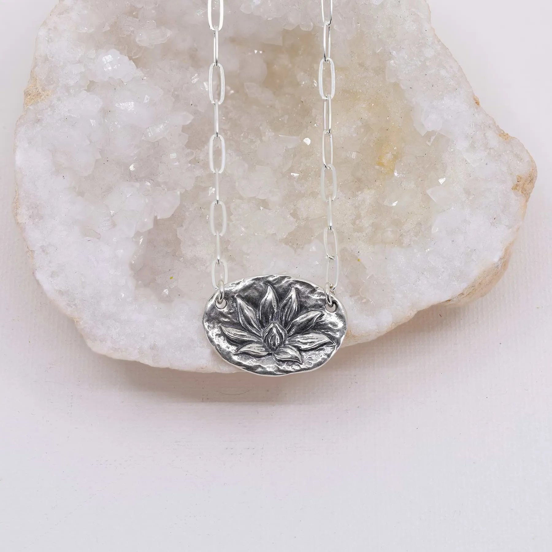 Enlightened Lotus - Sterling Silver Lotus Flower Necklace