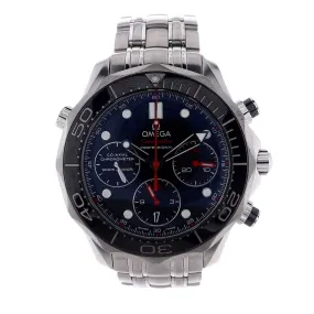 Estate Omega Seamaster Chronograph Black Dial Black Bezel Diver Watch