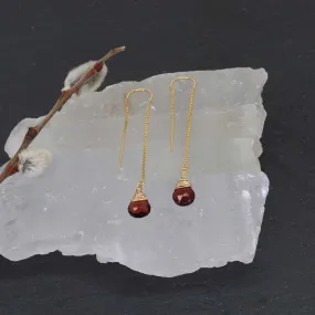 Garnet Gold Thread Earrings