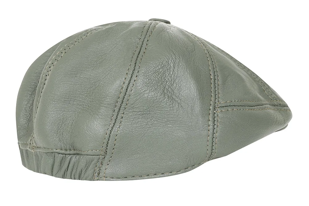 Genuine Green Leather London Flat Cap