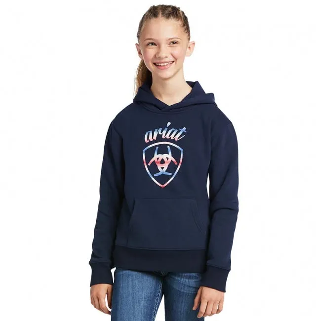 Girl's Ariat Real Serape Logo Hoodie Navy Eclipse