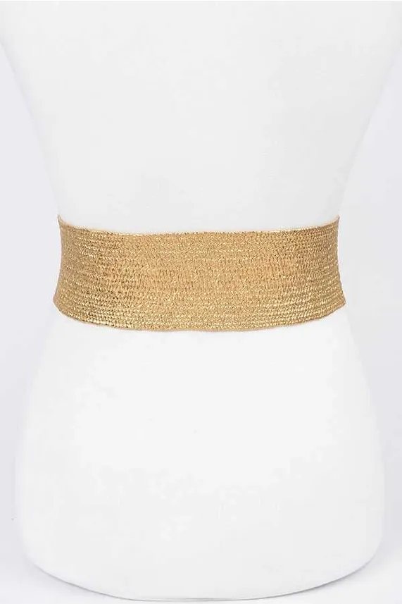 Gold Metallic Elastic Embellished Belt