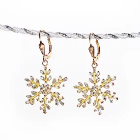 Golden Snowflake CZ Earrings