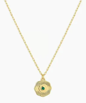 Gorjana Birthstone Coin Necklace - Green Agate/Gold