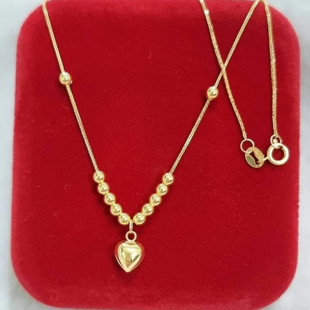 Heart Beads Necklace 18K Gold