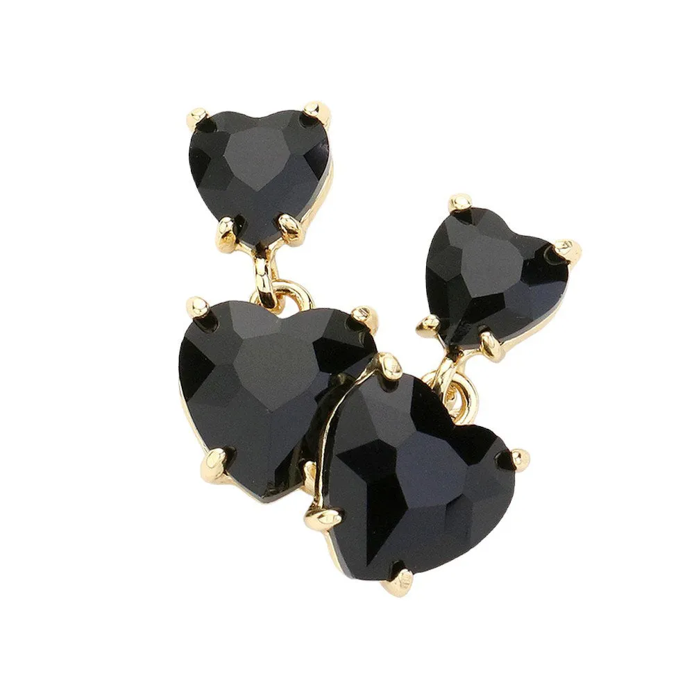 Heart Stone Cluster Dangle Earrings